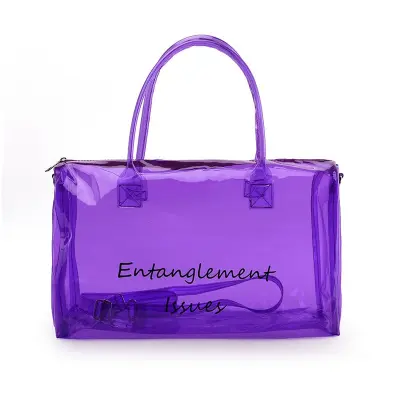 Women Clear Letter Printed PVC Shoulder Bag Simple Style