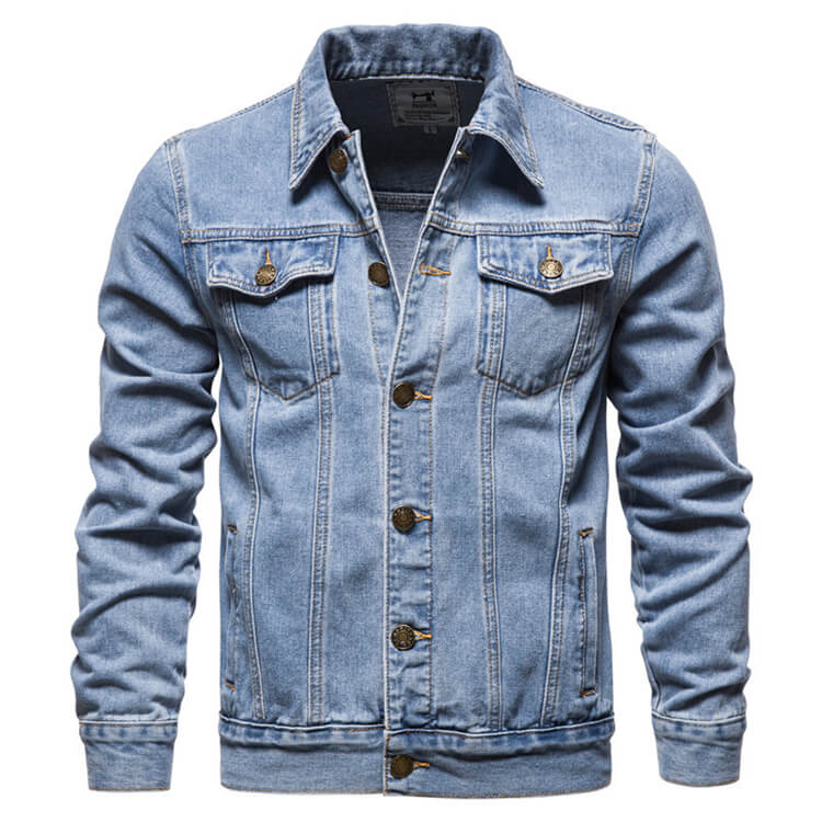 Wholesale M-5XL Men Fashion Solid Color Long Sleeve Denim Jacket
