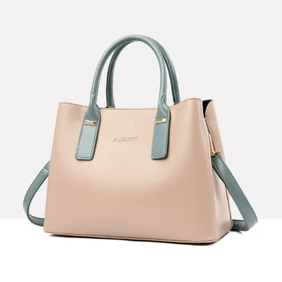 Women Simple Classic Color Blocking Large Capacity Shoulder Tote Handle Bag