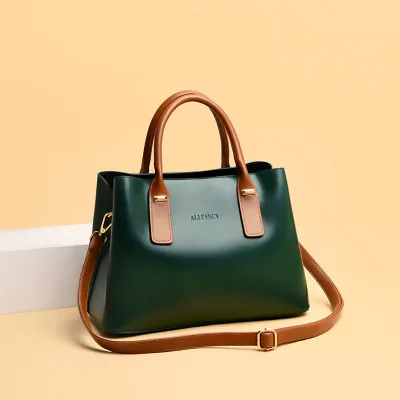 Women Simple Classic Color Blocking Large Capacity Shoulder Tote Handle Bag