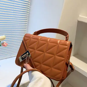 Women Rhombus Lattice Solid Color PU Crossbody Bag Street Fashion
