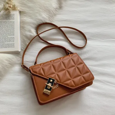 Women Rhombus Lattice Solid Color PU Crossbody Bag Street Fashion