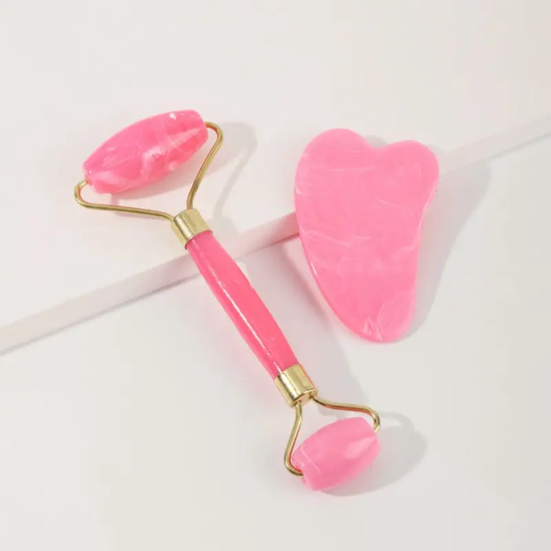 Creative Imitated Jade Resin Heart-shaped Scraping Board Massager Roller Beauty Set