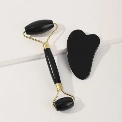 Creative Imitated Jade Resin Heart-shaped Scraping Board Massager Roller Beauty Set