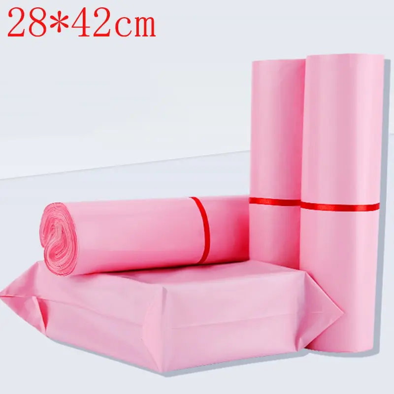 100 Pcs 28*42cm Pink Plastic Water Proof Courier Bags
