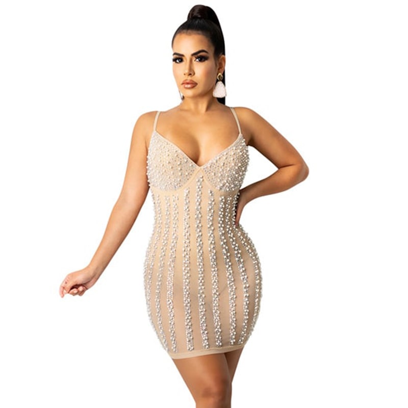 Wholesale S-2XL Women Night Out Hot Rhinestone See-through Wholesale S-2XL Women Night Out Hot Rhinestone See-through