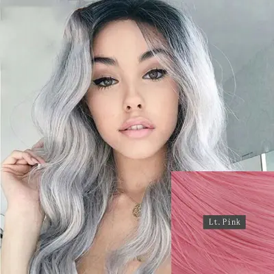 Women Edgy Central Parting Black Gradient Granny Grey Wave Design Long Wig