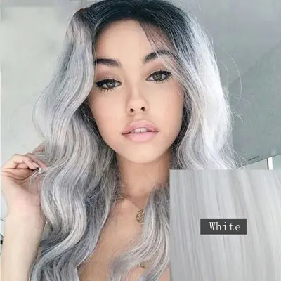 Women Edgy Central Parting Black Gradient Granny Grey Wave Design Long Wig