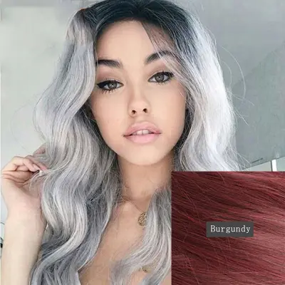 Women Edgy Central Parting Black Gradient Granny Grey Wave Design Long Wig