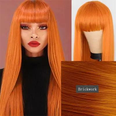 Women Exotic Edgy Air Bangs Long Straight Wig Can Be Dyed