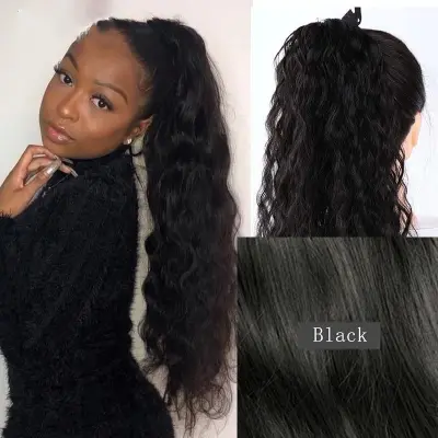 Women Edgy Fluffy Curly Strap-on Long Ponytail Wig