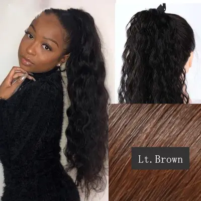 Women Edgy Fluffy Curly Strap-on Long Ponytail Wig