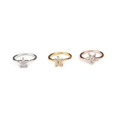 Women Creative Geometric Design Zircon Decorative Alloy Piercing Nose Ring