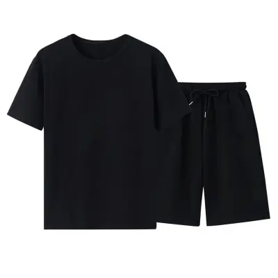 Men Casual Short Sleeve Round Neck Pattern Print T-shirt And Shorts Two-piece Set