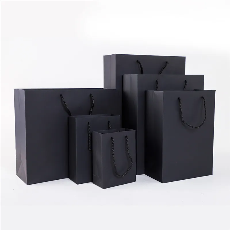 Black Cardboard Square Bottom Gift Storage Bag for Home Clothing
