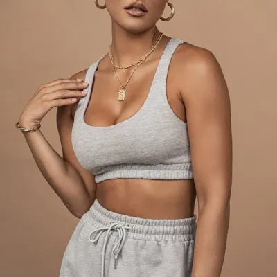 S-5XL Women's Street Style Solid Color Tank Top and Pants Set - Charcoal Fiber
