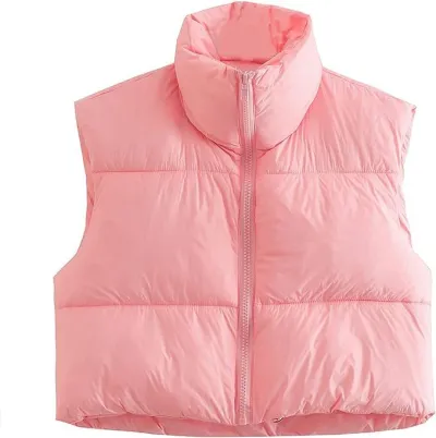 Women Fashion Solid Color Stand Collar Quilted Jacket