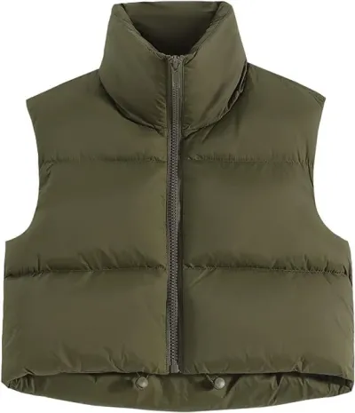 Women Fashion Solid Color Stand Collar Quilted Jacket