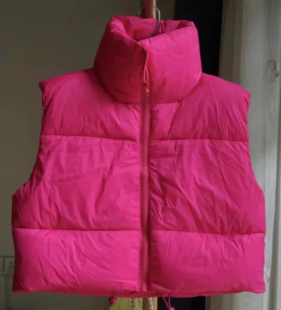 Women Fashion Solid Color Stand Collar Quilted Jacket