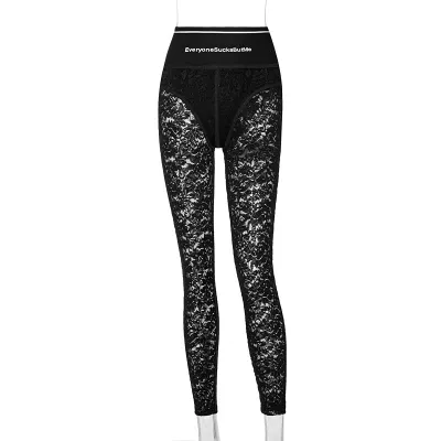 S-XL Women Sexy High Waist Lace Pants