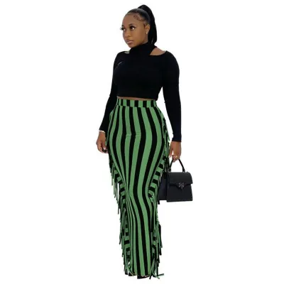 S-3XL Women Fashion Tassels Decor Skirt