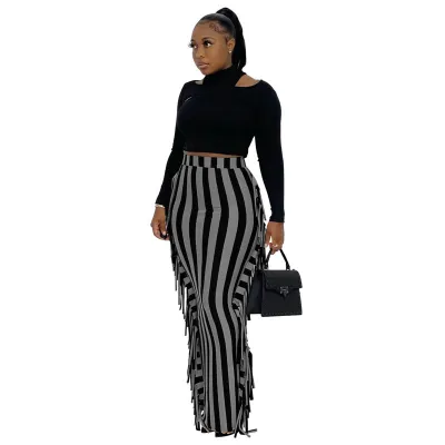 S-3XL Women Fashion Tassels Decor Skirt