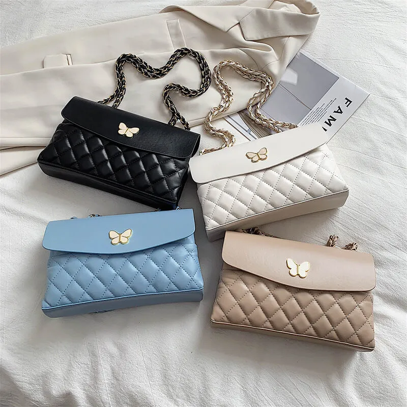 Fashion Rhombus Bow Decoration PU Leather Crossbody Bags