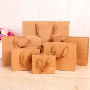 25pcs Kraft Paper Gift Bag Multiple Specifications Shopping Bags