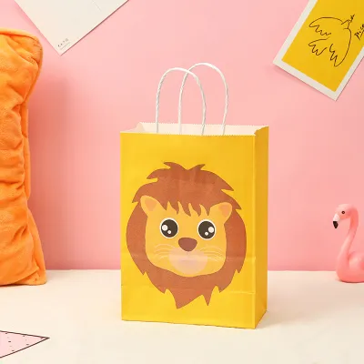 Cartoon Animal Pattern Kraft Paper Gift Shopping Bag