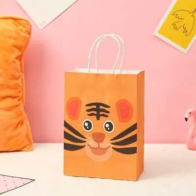 Cartoon Animal Pattern Kraft Paper Gift Shopping Bag