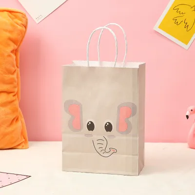 Cartoon Animal Pattern Kraft Paper Gift Shopping Bag