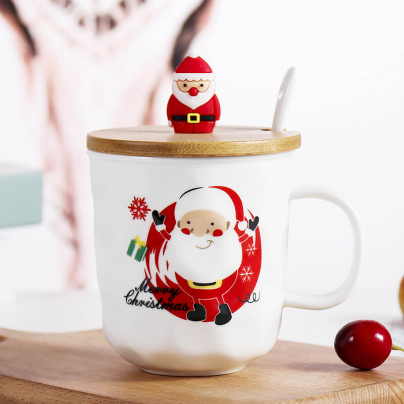 Wholesale 401-500ml Cute Santa Snowman Decorated Ceramic Mug Tableware