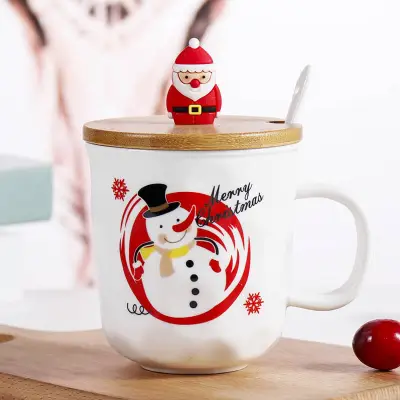 Cute Santa Snowman Decorated Ceramic Mug Set 401-500ml Christmas Party Tableware