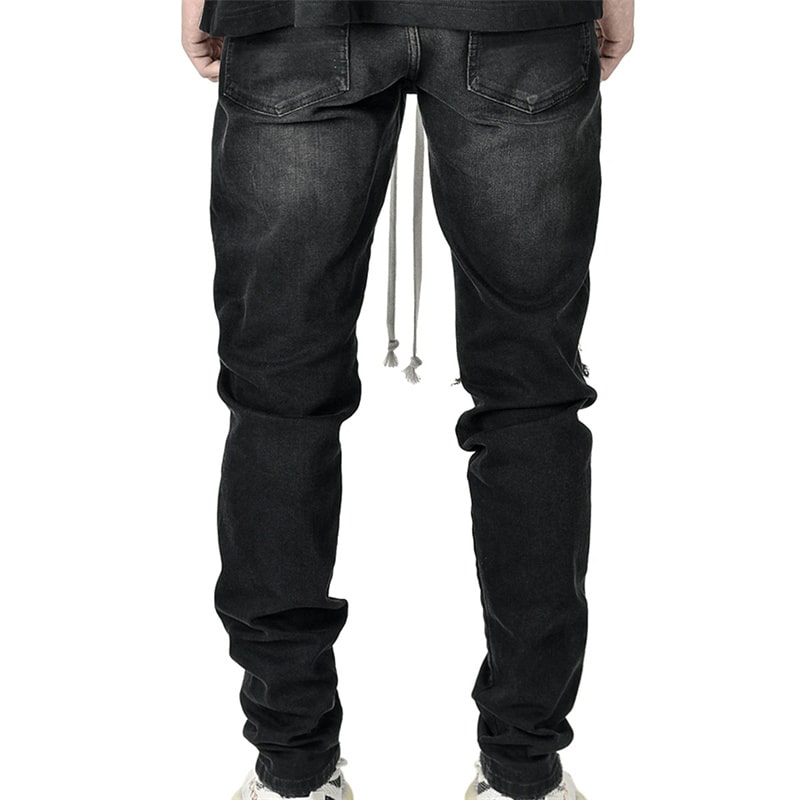Wholesale S-3XL Men Fashion Patchwork Raw Hem Ripped Jeans