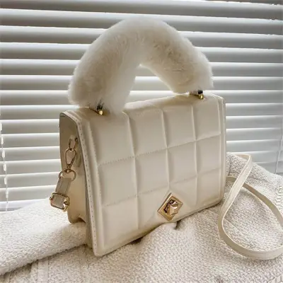 Women Edgy Solid Color Diamond Grid PU Crossbody Shoulder Bag