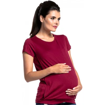 S-3XL Solid Color Short-Sleeve Maternity Breastfeeding Tops with Pants Suit