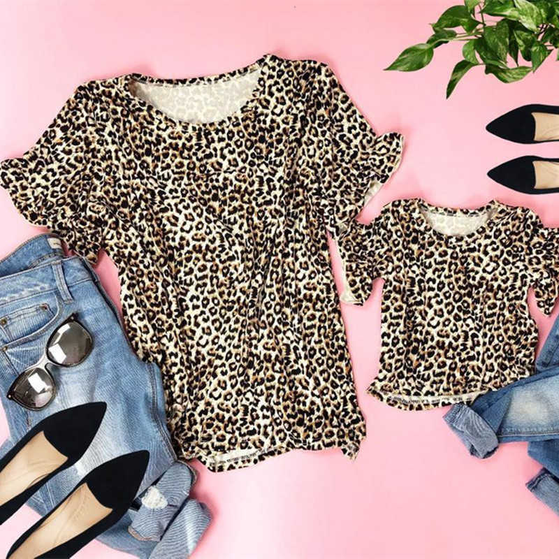 Wholesale Leopard Print Long-sleeve Mom And Me Matching Top