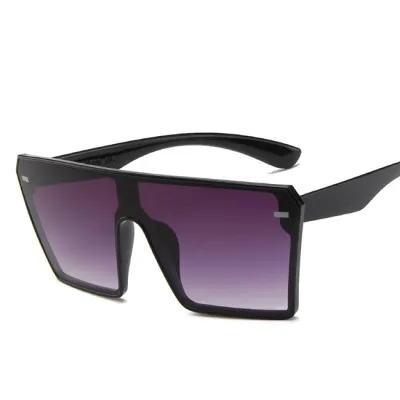 Fashion Oversize Square Flat Top Gradient Sunglasses