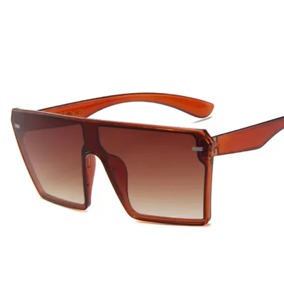 Fashion Oversize Square Flat Top Gradient Sunglasses