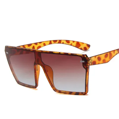 Fashion Oversize Square Flat Top Gradient Sunglasses
