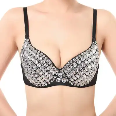 Women Fashion Rhinestone Decor Push-up Bra