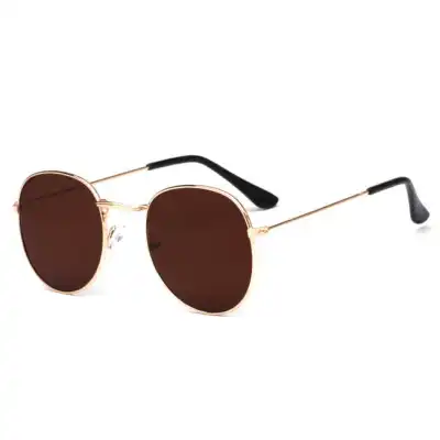 Retro Radiation Protection Polarized Metal Frame Round Sunglasses