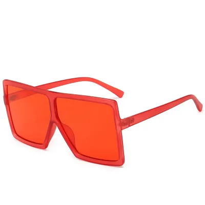 Women Fashion Big Flat Frame Colorful Sexy PC Lens Sunglasses
