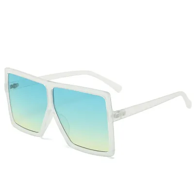 Women Fashion Big Flat Frame Colorful Sexy PC Lens Sunglasses
