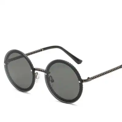 Rimless Metal Chain Decor Fashion Women Sunglasses