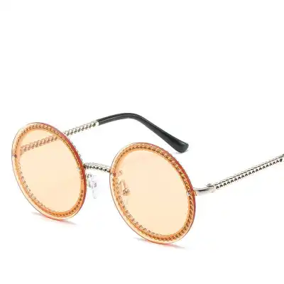 Rimless Metal Chain Decor Fashion Women Sunglasses