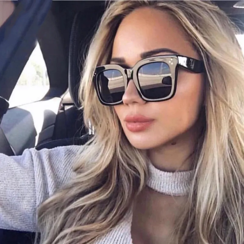 Retro Square Frame Women Sunglasses - Lightweight PC Frame AC Lens UV Protection