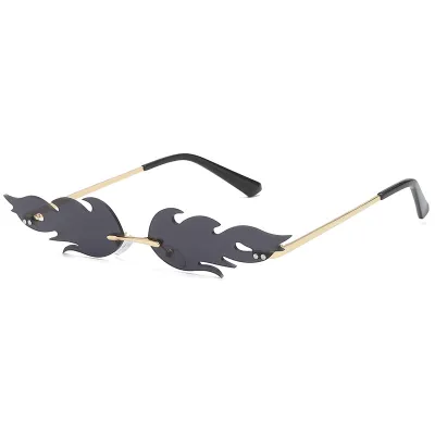 Fashion Fire Shape Rimless Sunglasses for Women Men