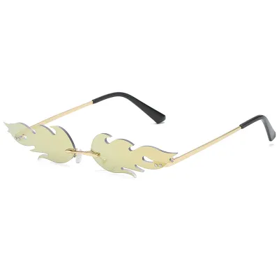 Fashion Fire Shape Rimless Sunglasses for Women Men