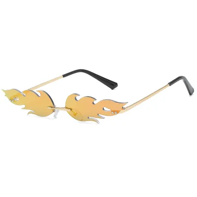 Fashion Fire Shape Rimless Sunglasses for Women Men